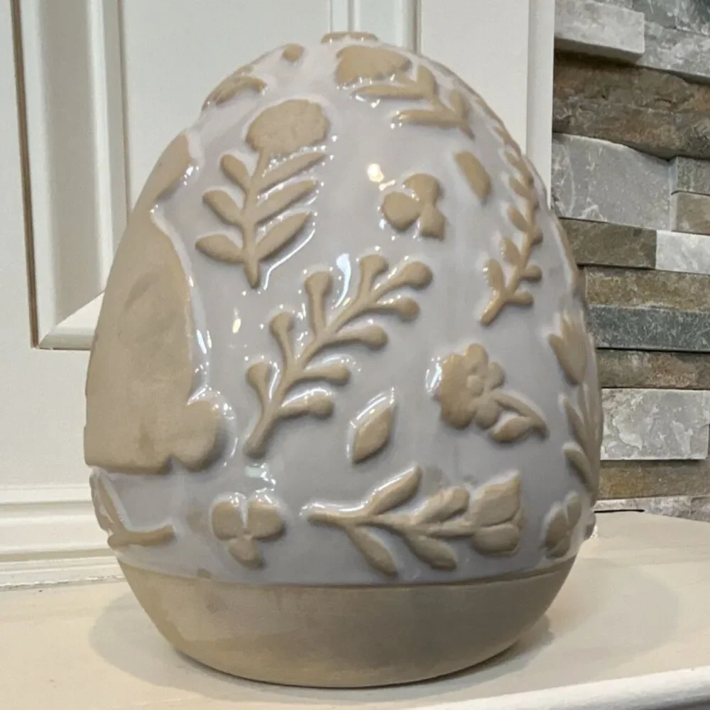 Ceramic Rabbit Figurine Easter Seasonal Decor Glossy Medium Freestanding